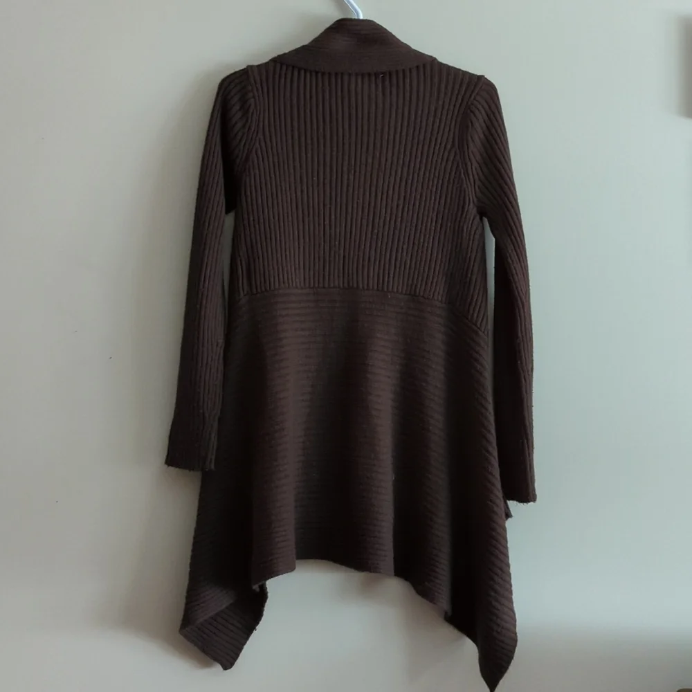 Chocolate Brown Waterfall Open Cardigan - Picture 2 of 5